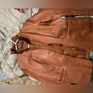 Brown leather jacket